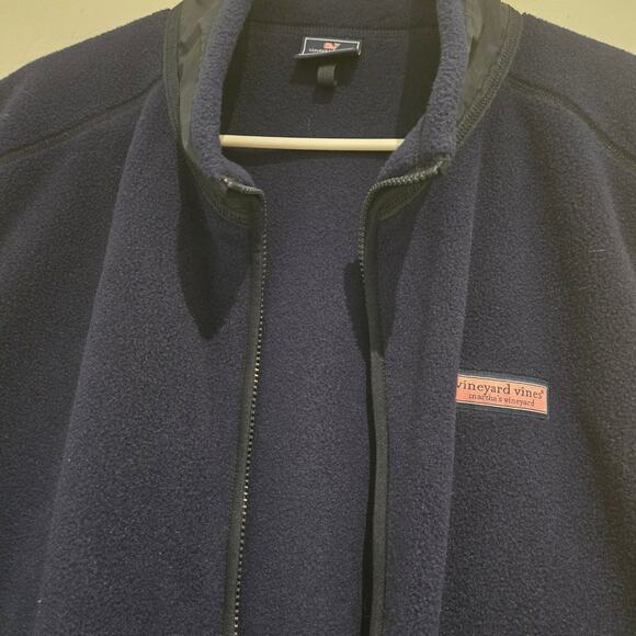 Vineyard Vines Men's XXL Navy Blue Harbor Fleece Full-Zip Cozy Vest Preppy Whale - Picture 4 of 11